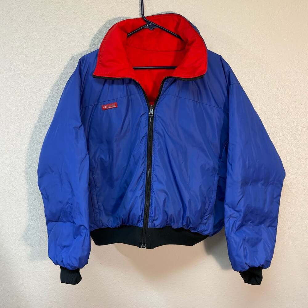 Vintage Columbia Reversible Puffer Jacket Blue Red Winter Ski 90s Coat